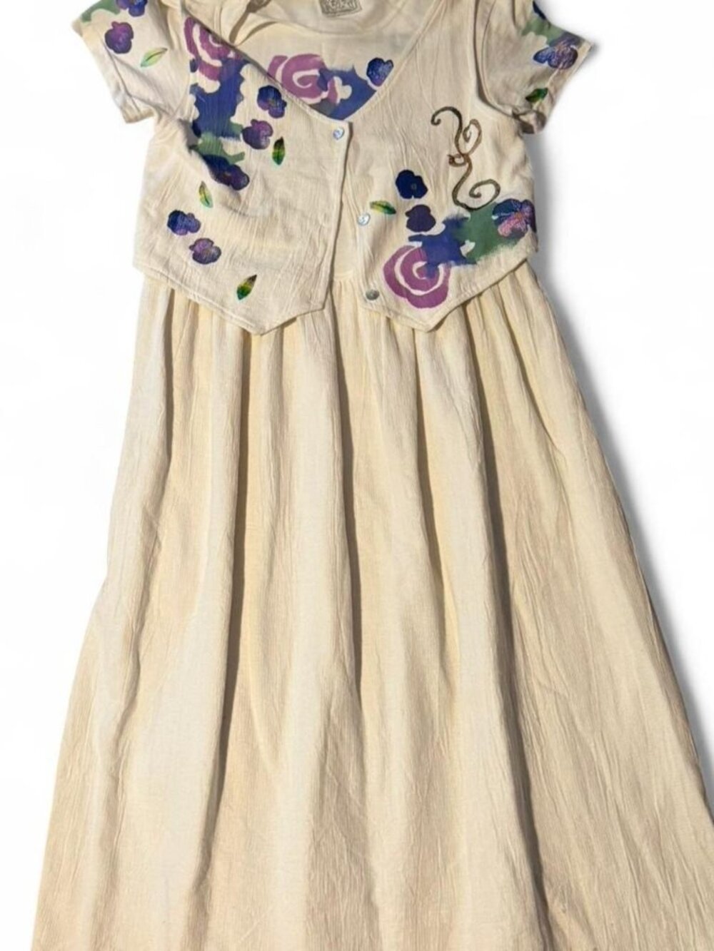 Vintage Alegre San Diego Hand-Painted Maxi Dress & Vest Set